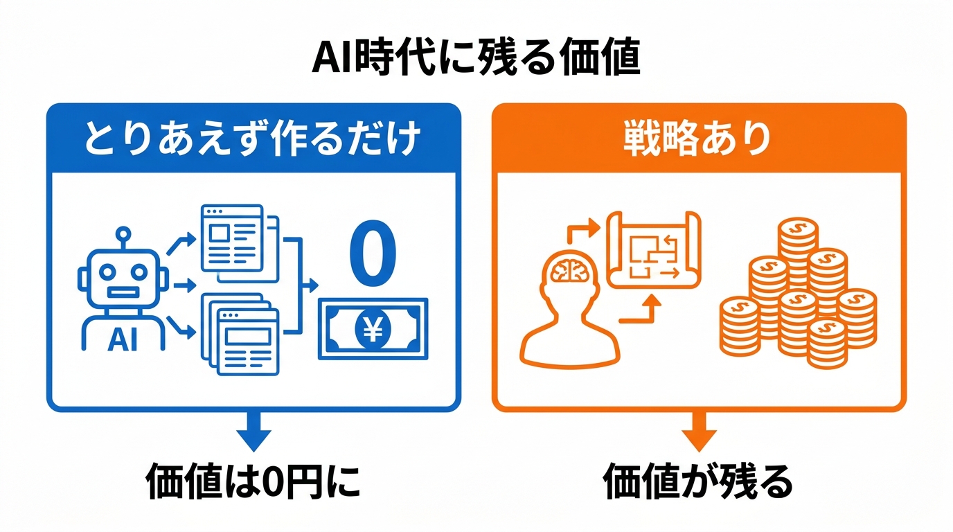AI時代、とりあえず作るだけのサイトは価値0円、戦略のあるサイトは価値が残る