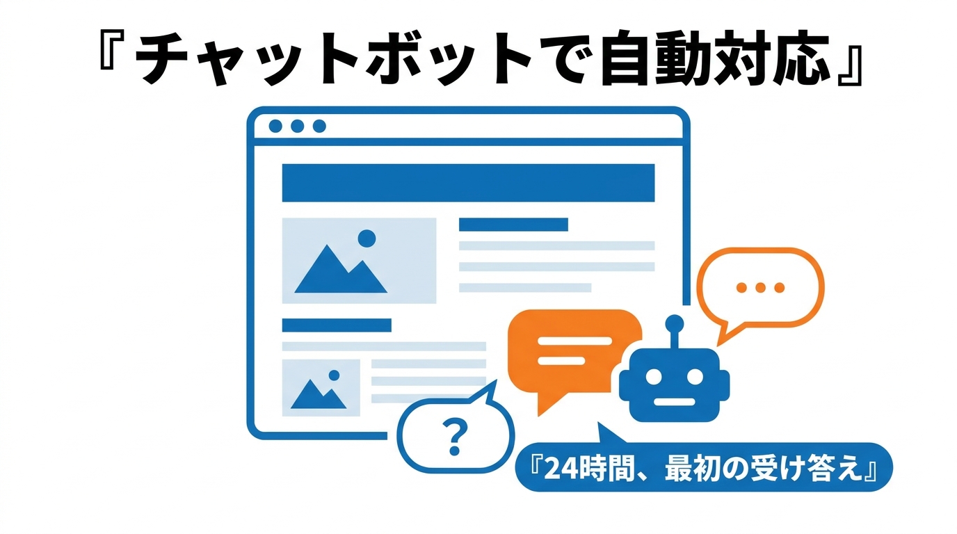サイトにチャットボットを設置して24時間の最初の受け答えを自動化する