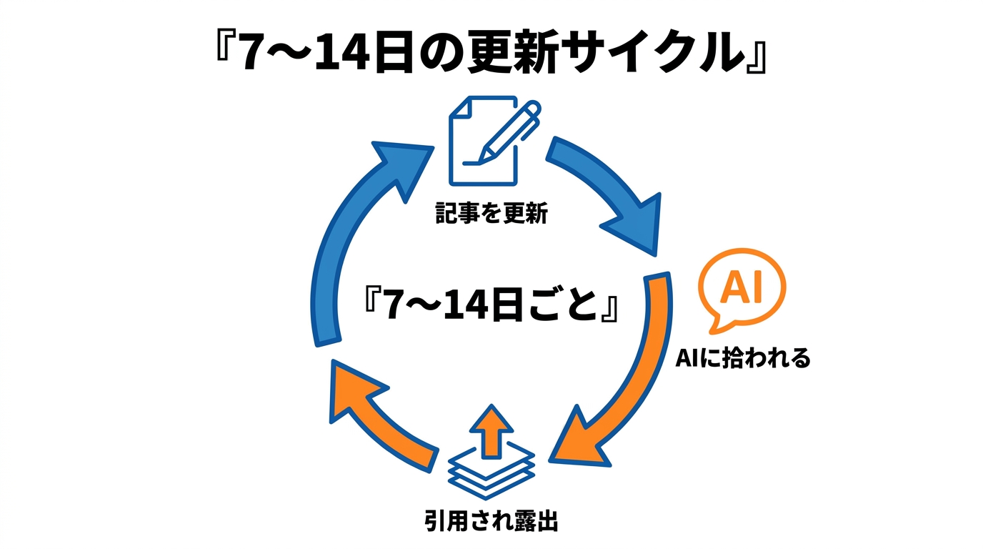 7〜14日ごとにコンテンツを更新するサイクルでAIに引用され続ける