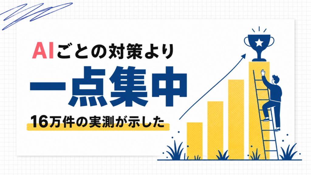 AIごとの対策より一点集中が効くと示す16万件の実測