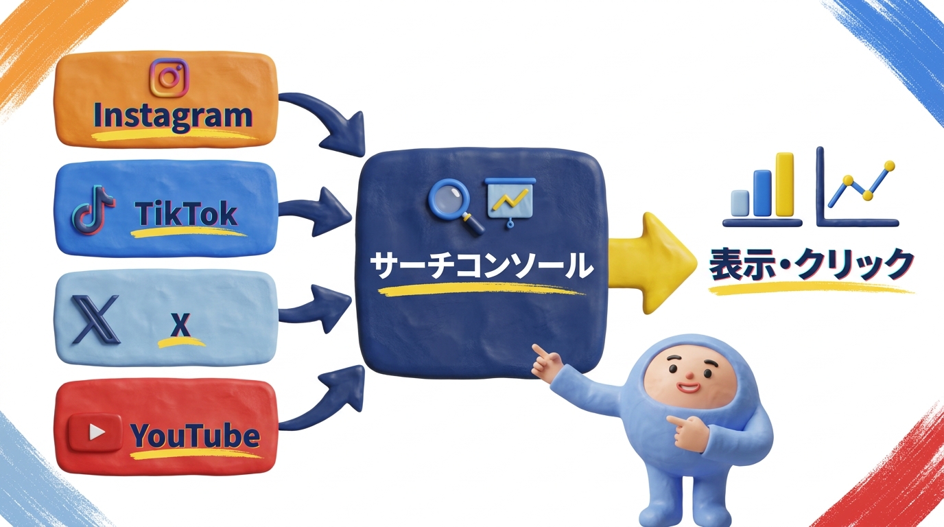 SNS4つをサーチコンソールで測る仕組みの図解