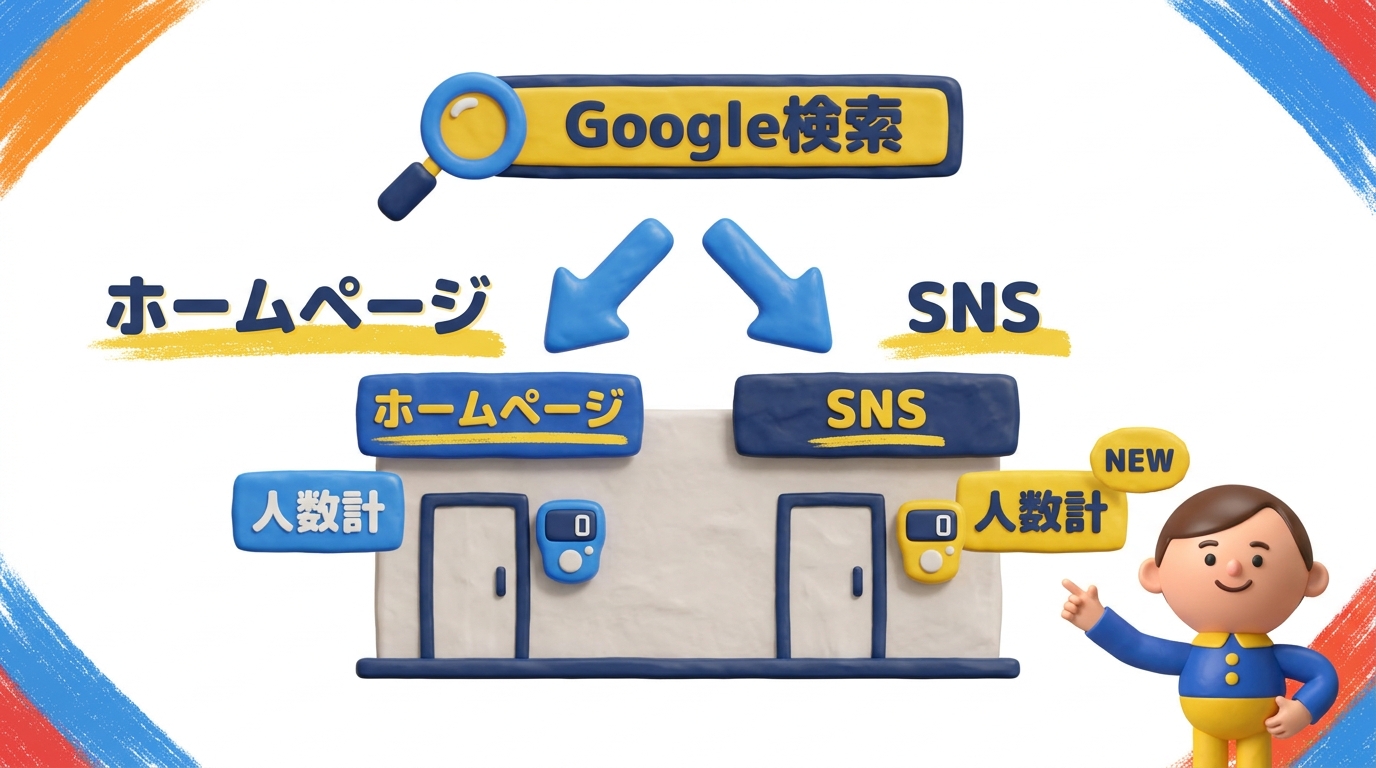 検索の入口はホームページかSNSかを測る2入口の図解